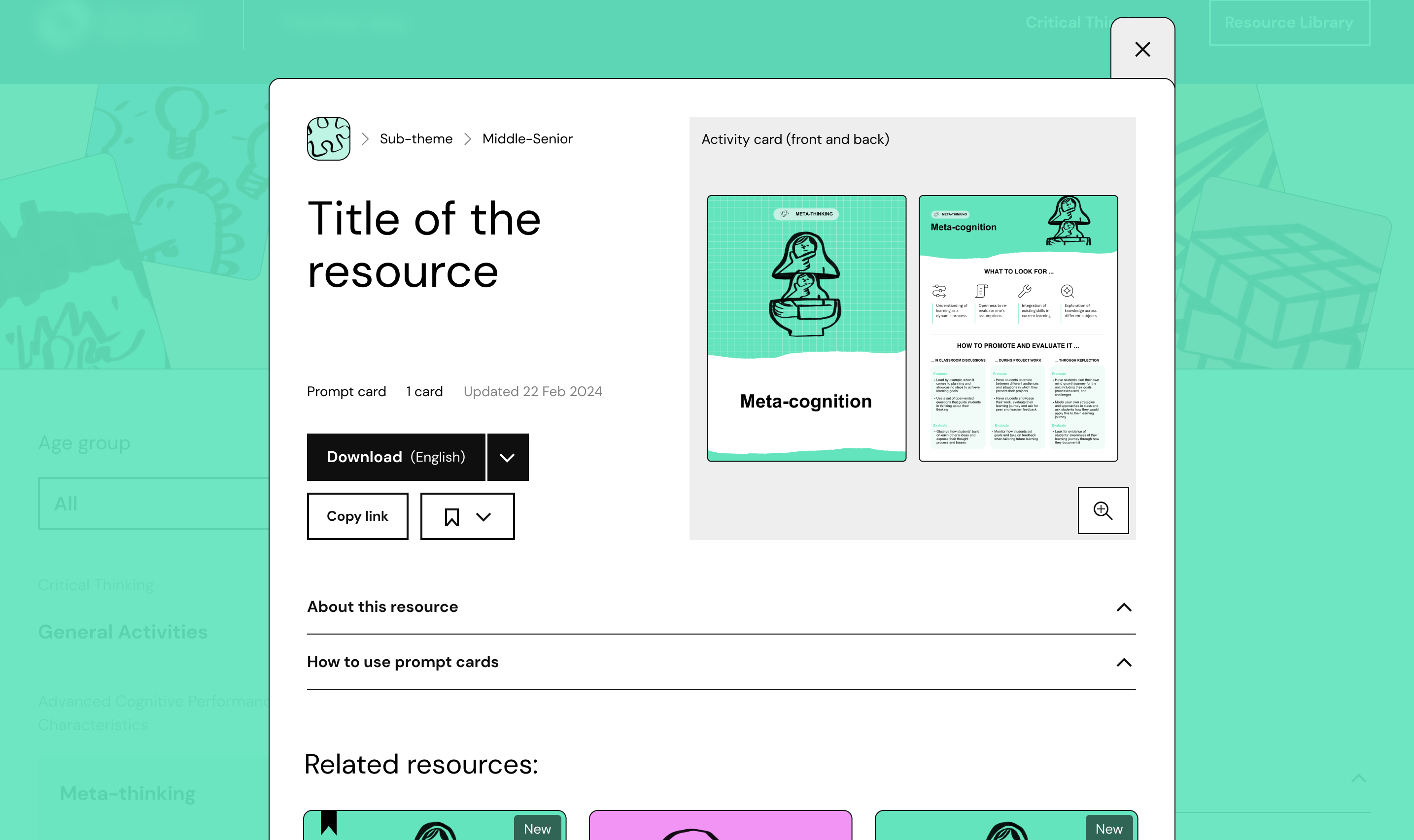 Resource detail view (desktop)